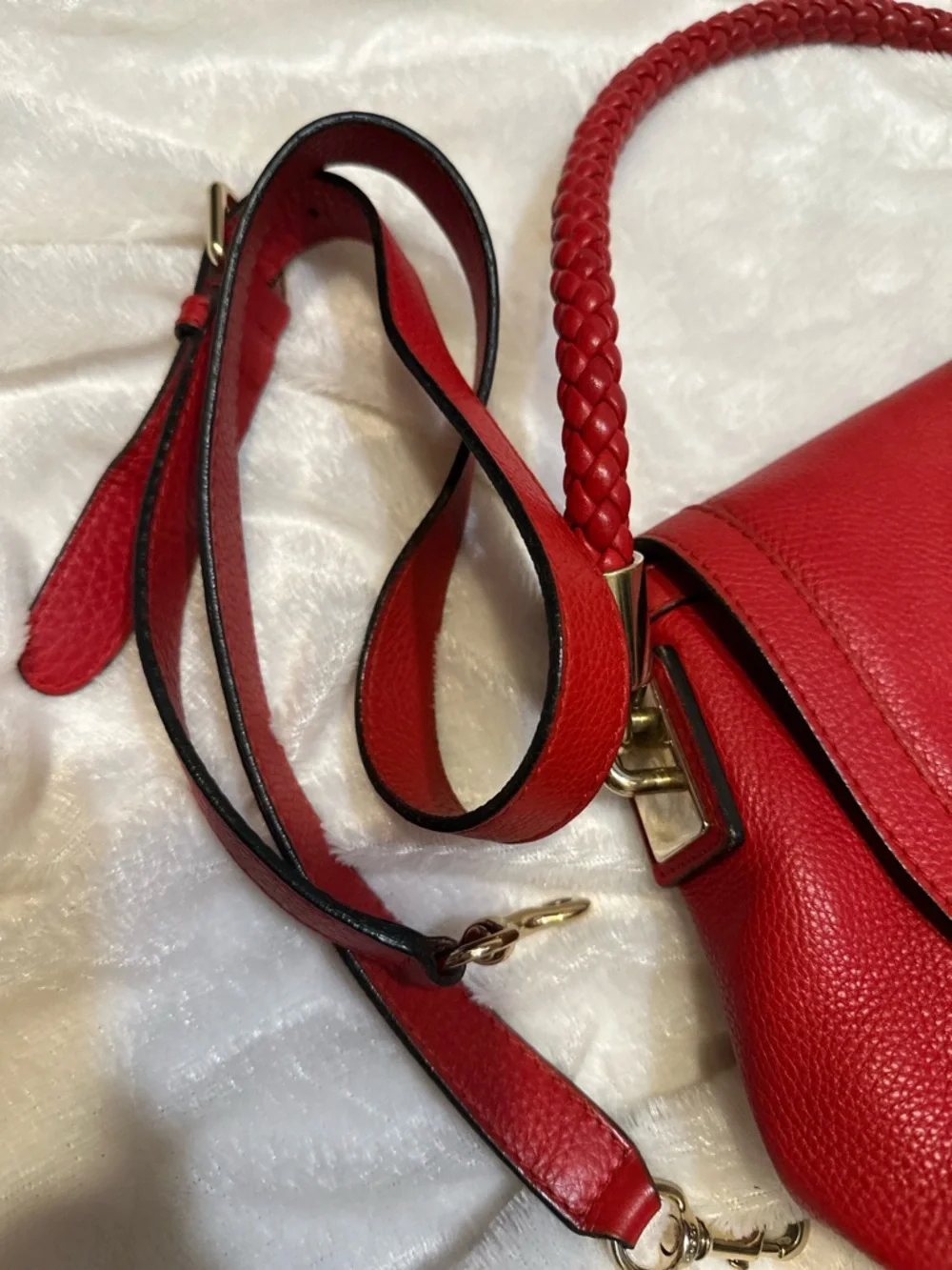 Gucci Red Leather Crossbody with Braided Strap and Tassels - Picture 8 of 11